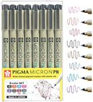 Sakura Pigma Micron PN line Drawing 8 Color pens Set, Bible journaling Study kit, Assorted Colors