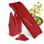 Börner Vegetable Slicer V1 (Starter Set) • V-Slicer with 4 Inserts & Fruit Holder • Adjustable Slicer for Vegetables & Fruits • Vegetable Cutter for Slices, Strips & Cubes • Color: Red