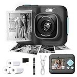Kids Camera, 1080P Instant Digital Print Camera for Kids, Christmas Birthday Gifts for 4 5 6 7 8 9 10 Year Old Girls Boys, Portable Toy with 32GB SD Card & 3 Rolls Printing Paper, Black