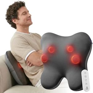 BOB AND BRAD Back Massager with Heat and Remote, EZBack Plus Neck Massager for Deep Tissue, Electric Shiatsu 3D Kneading Massage Pillow with 3 Level for Neck, Back, Shoulders, Ideal Gifts