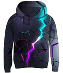 Kinberr Hoodies for Boys Girls Lightning Geometric Hooded Sweatshirts 3D Cool Fleece Pullovers for Outdoor Size 11-13