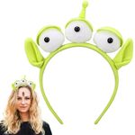 Sumkita Alien Headband, Green Three-eyed Alien Hairband, Halloween Party Festival Carnival Alien Hair Decorations for Adults