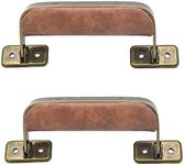 XHWUDI Luggage Handle Leather Handle Vintage Style Replacement Strap Handle Suitcase Pull Handle for Trunk Handbag Briefcase 2pcs (D(Brown Bronze))