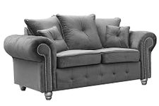 Hugo Sofa | 3 Seater 2 Seater Corner Sofa | Plush Velvet Grey | Living Room | Warranty Included… (2 Seater)