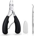 Toenail Clippers, Medical Grade Toe Nail Trimmer, Nail Clippers for Thick Nails or Ingrown Toenail Tool, Stainless Steel Sharp Pedicure Toe Nail Clippers Adult, Rubber Handle. (Black)