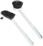 RUCHBA 2 Pack Kitchen Dish Brush Set with Handle, Dish Scrub Brush Built-in Scraper Dish Washing Cleaning Scrubbers for Sink, Pots, Pans, Dishes