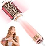 Blow Dryer Brush Hair Dryer Brush + Smooth Heat Comb, 4 in 1 Blowout Volumizer Styler for Drying Straightening Curling Volumizing Negative Ion Hot Air Brush Hair Straightener Brush Hair Styling Tool