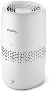 Philips Evaporative Humidifier 2000 Series - Hygienic Humidification, 99.97% Less Bacteria, 2L Water Reservoir, 190 ml/h, for Rooms up to 31 m², Ultra Quiet (32 dB), Auto Shut-Off, White (HU2510/10)