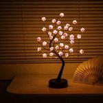 Cherry Blossom Tree Lamp 18" Bonsai Tree Lights with 36 LED Japanese Decor, Cute Decorations for Bedroom Home Christmas Party, Battery/USB Plug Operated, Room Decor Table Lamp