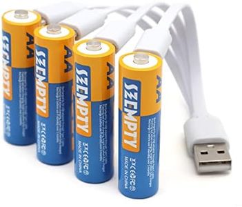 SZEMPTY - Batterie ricaricabili al litio AA, 1,5 V, ricarica tramite USB, ricaricabili, 2600 mWh con cavo di ricarica di tipo C 4 in 1, ricarica rapida in 4 ore