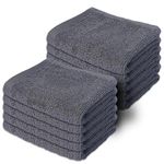 Makooz 10 Flannels Face Cloth Pack - 500 GSM 100% Cotton Towel Set - Quick Dry and Absorbent Wash Cloth - Easy Drying Kitchen and Bath Flannel for Home Spa and Professional Use (Charcoal, 30x30 CM)