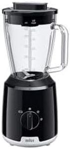 Braun Essentials PowerBlend 1 Jug Blender JB1050BK, 1.5L Glass Jug Blender with TriAction Technology, Ice Crush and 2 Speeds, SmoothCrush Blade System, 600W, Black