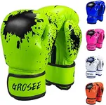 Kids Boxing Glove 6oz 8oz, Youth, Boys and Girls Training Sparring Gloves for Punching Bag, Kickboxing, Muay Thai, MMA, UFC, Gift for Age 6-15 Years (Green, 6 oz (45-80 lbs))