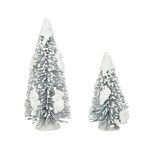 Department 56 Village Collection Accessories Snow Laden Tree Figurine Set, 5 and 7 Inch, Multicolor