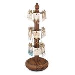 MOOCA Rotatable Wooden Bracelet Holder & Jewelry Display Stand, Rotating Jewelry Stand, Wood Accessory Holder, Earring Card Holder with 18 Hooks, Brown Color