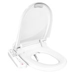Electric Smart Bidet Toilet Seat with Dryer, Heated Toilet Seat with Water Filter, Self-Cleaning Nozzle, Bubble Cleaning Technology, LED Night Light (Oval)