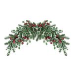 SHACOS Artificial Christmas Swag 55cm Hanging Decorative Swag Faux Greenery Pine Swag with Pine Cone Red Berries Front Door Swag Wreath for Home Christmas Wall Door Window Decoration