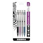 Zebra Pen M-301 Stainless Steel Mechanical Pencil, Premium Metal Barrel in Assorted Colors, Medium Point, 0.7mm, 4-Pack, 54114