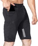 BROKIG Men's Stripe Gym Shorts,Thigh Mesh Fitness Running Shorts Slim Fit Sport Shorts with Zip Pocket(Black,X-Large)