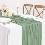 Sage Green Cheesecloth Table Runner, 10ft Boho Gauze Table Runner Rustic Green Cheese Cloth Table Runner 35x120 Inch Long for Wedding Bridal Baby Shower Birthday Party Table Decoration