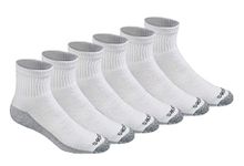 Dickies Men's Dri-Tech Moisture Control Quarter Socks Multi-Pack, White (6 Pairs), Shoe Size: 12-15