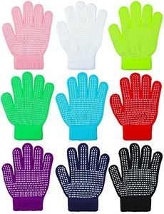 Cooraby 9 Pairs Kids Anti-skid Magic Gloves Winter Warm Stretchy Knit Gloves for Boys or Girls (Mixed Color A, 6-12 Years)