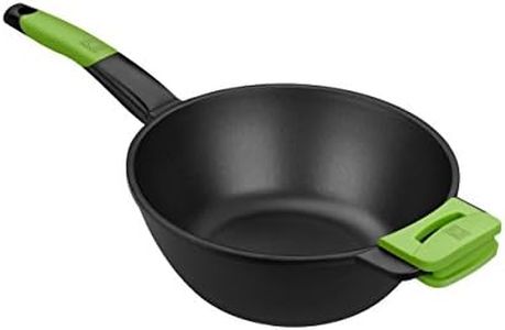 BRA Wok con Mango, Aluminio Fundido con Antiadherente, Negro, 28 cm
