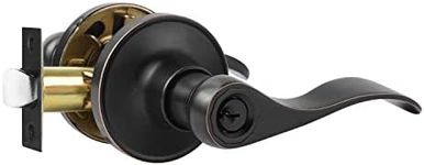 1 Pack Oil Rubbed Bronze Keyed Entry Door Lock Set with Key (Keyed Alike) Door Handles Lever Sets, Left/Right Hand Reversible, Door Lever for Front/Exterior/Indoor/Outdoor, Office Door Lock