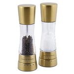 Cole & Mason Derwent Gold Salt and Pepper Mills for thinKitchen:, Gourmet Precision+, Stainless Steel/Acrylic, 190mm, Gift Set, Includes 2 x Salt and Pepper Grinders, Lifetime Mechanism Guarantee
