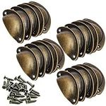 Paor 20 Pieces Retro Vintage Furniture Cupboard Door Cabinet Drawer Pull Handles and Knobs Shell Shape with Screws Bronze 8 * 3 * 2 cm