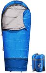 REDCAMP Kids Mummy Sleeping Bag for Camping Zipped Small, 40 Degree 3 Season Cold Weather Fit Boys,Girls & Teens (Blue with 2.4lbs Filling)