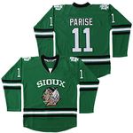 Rainbow Hawk Men's #11 Zach Parise College North Dakota Fighting Sioux Green Hockey Jersey (Green, XXL)