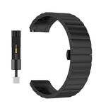 T TECLUSIVE Matt Stainless Steel Metal Chain Strap Band 22mm Compatible for Galaxy Watch 3 45mm | Galaxy Watch 46mm | Gear S3 Frontier | Amazfit Pace Stratos GTR | Fossil Explorist Gen 5 6 (Black)