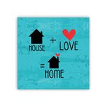 TheYaYaCafe Acrylic House Love Home Printed Square Fridge Magnet (Sky Blue)