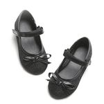 Kiderence Little Toddler Girls Dress Shoes Ballerina Ballet Flats Kids Black Mary Janes Size 5