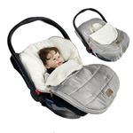 funlife 4 in1 Car Seat Bunting Bag Set, Cover for Spring Fall, Front Height Adjustable Waterproof Infant Carseat Winter, Harsh Winter Use & Together, Grey