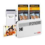 KODAK Mini 2 Retro 4PASS Portable Photo Printer (2.1x3.4 inches) + 68 Sheets Bundle (8 Initial Sheets + 60 Sheets Pack), White