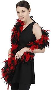 Ws&Wt 80g Turkey Chandelle Feather Boa for Girls Women Costume Accessory,Dress up Party Favors - Red & Black