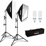 Heysliy Softbox Lighting Kit, Photography with 150W 5500K Daylight Bulb & E27 Socket, Studio Light for Fashion Portrait, Product Photography, Video Shooting, Live Stream, 2 x 20'' x 28'' (DHB57)