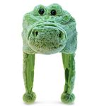 DolliBu Green Alligator Plush Hat - Warm & Cozy Party Costume Head Accessories, Fleece Winter Stuffed Animal Hat - One Size