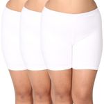 Adira | Short Under Dresses for Women | Shorts for Women | Women Tights Shorts | Soft & Comfy, Knitted Stretchy Fabric | Perfect Length to Wear Under Dress | Pack of 3 | White | 5XL