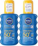 NIVEA SUN Protect & Moisture Sun Spray SPF 50+ (200ml), Moisturising Suncream Spray with SPF 50+, Advanced Sunscreen Providing Immediate, Effective UVA + UVB Protection (Pack of 2)