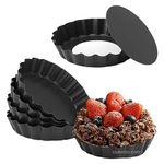 CURATED CART Premium SGS Certified Mini Tart Pans for Baking, 6 pc 4 Inch Tart Pan with Removable Bottom Small Non Stick Carbon Steel Quiche Pie Pans for Oven Baking (4 Inch 6 Pc)