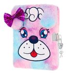 Plush Dog Diary with Lock and Keys - Girls Journal with Lock Diary for Girls Kids Gift for Birthday Christmas School A5 Kids Journal Secret Diary Writing Drawing Notepad