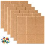 Uoisaiko Bulletin Board 6 Pack Large Pin Board 11.8" x 11.8", Felt Board Tiles with 30 Push Pins Alternative to Cork Board for Wall Damage-Free, Self Adhesive Notice Board Memo Board for Home Office