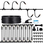 16 m Spray Mist Cooling Irrigation System, Water Atomiser for Patio Garden, 64 Pieces Spray Mist Cooling Set for Outdoor Events, Gardens, Patios, Parasols and Roofs