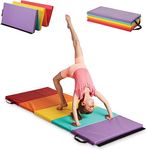 RAINBOW Folding Gym Mat, Gymnastics Tumbling Mat with Carrying Handles, Thick Exercise Mat, Foldable Tumbling Mat for Kids, Padding for MMA, Gymnastics, Activity Play and Home Gym