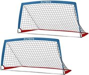 RUNBOW 6x4 ft Portable Kids Soccer Goal for Backyard Practice Soccer Net with Carry Bag (6x4 FT, 2 Pack, Blue Red)