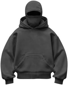 Balaclava Hoodie for Men Long Sleeve with Ski Mask,Fall Winter Outfits 2026 | Lightweight Breathable Windproof Double Hooded Sweatshirt with Pocket, Mens Pullover Hoodies for Fishing,Running,Travel,Work