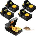 Large Mouse Trap, 6 Pack Outdoor Indoor Big Rat Mouse Traps Efficient Safe Quick Killing Reusable with Detachable Bait Cup Mouse Trap for Home House Kitchen Garden and Garage(Black-6pcs-Large)